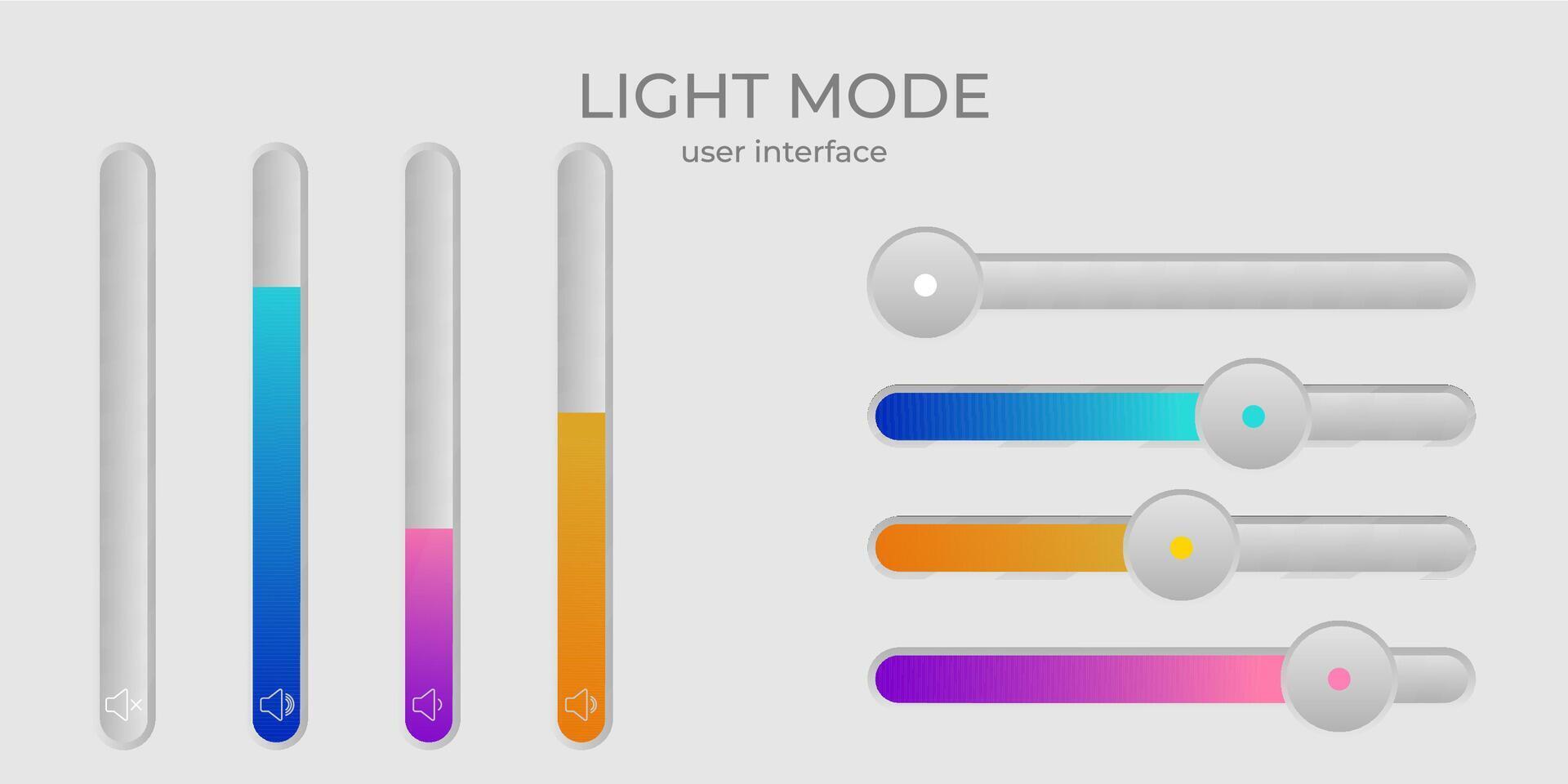 leggero modalità ui semplice elegante impostato interruttore, volume bar design vettore