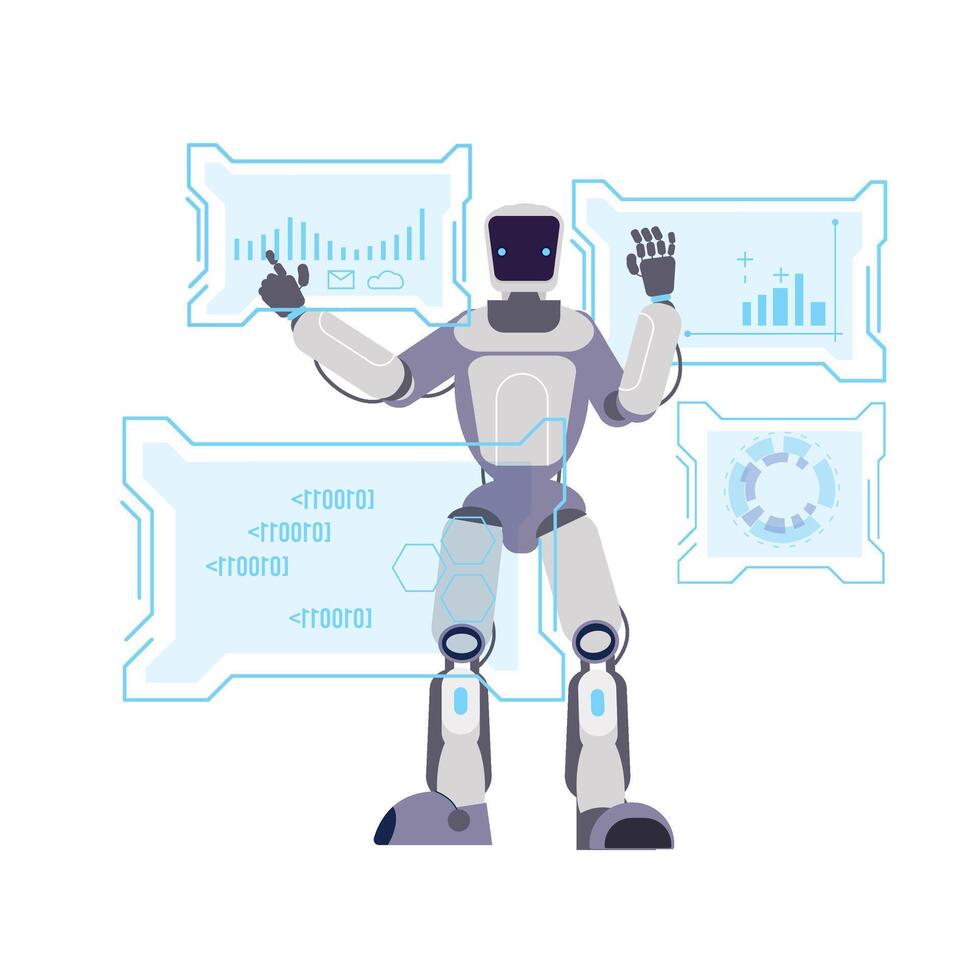 robot controlli dati illustrazione vettore