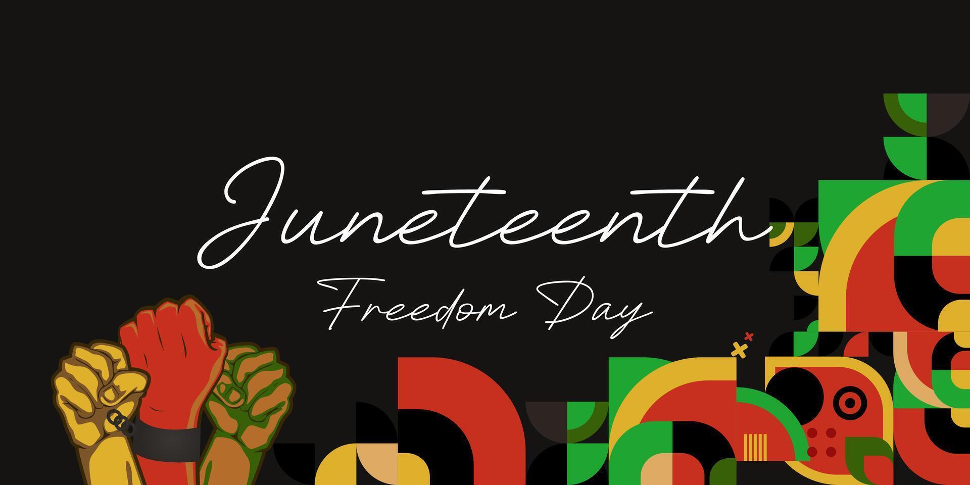 juneteenth la libertà giorno striscione. africano americano la libertà giorno per celebrare. astratto sfondo con geometrico design per juneteenth la libertà giorno vettore