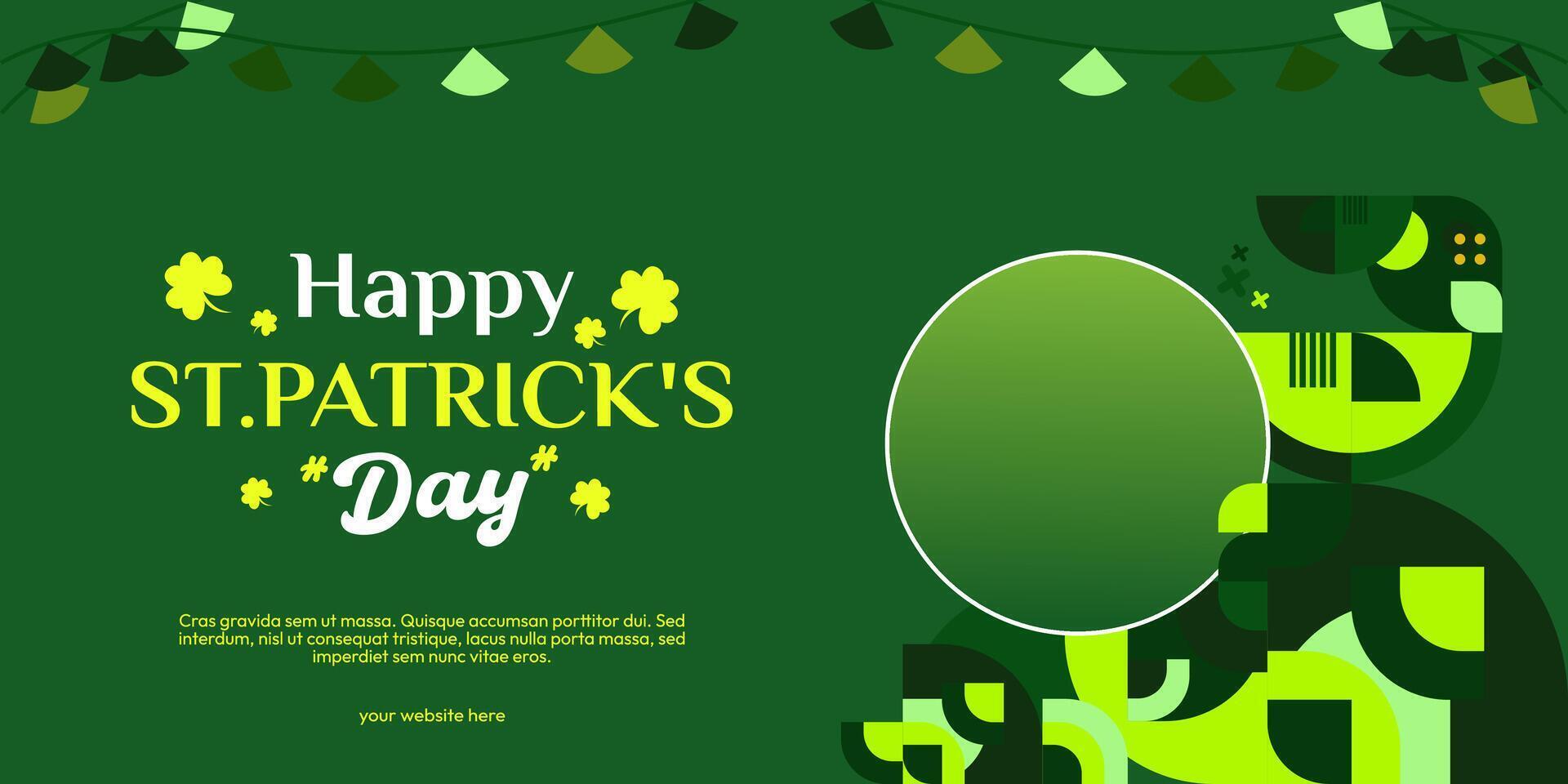 contento st Patrick giorno bandiera nel moderno geometrico stile. grande per saluto copertine, sociale manifesti e st Patrick giorno celebrazione festa inviti con testo. vettore illustrazione