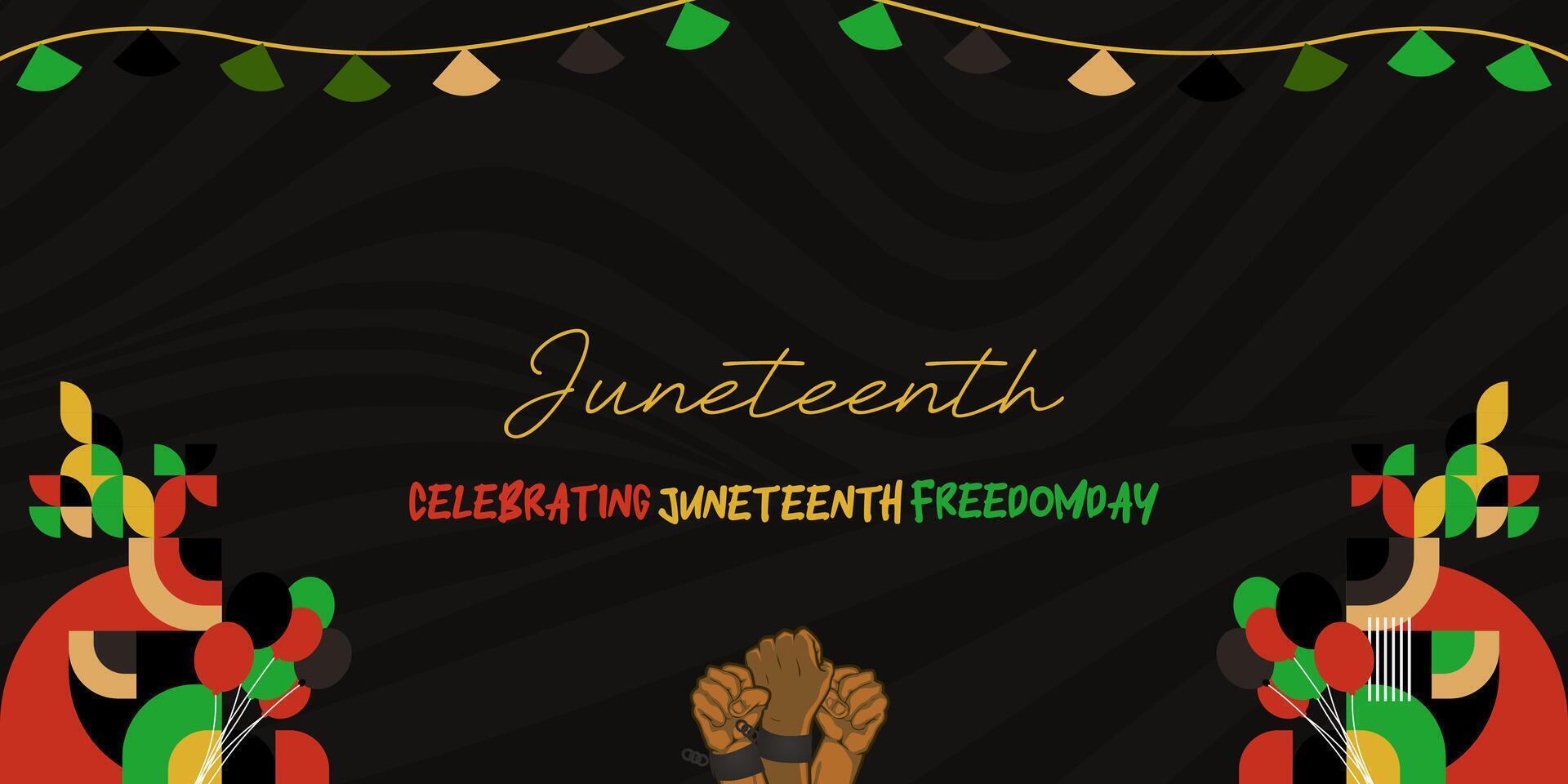 juneteenth la libertà giorno striscione. africano americano la libertà giorno per celebrare. astratto sfondo con geometrico design per juneteenth la libertà giorno vettore