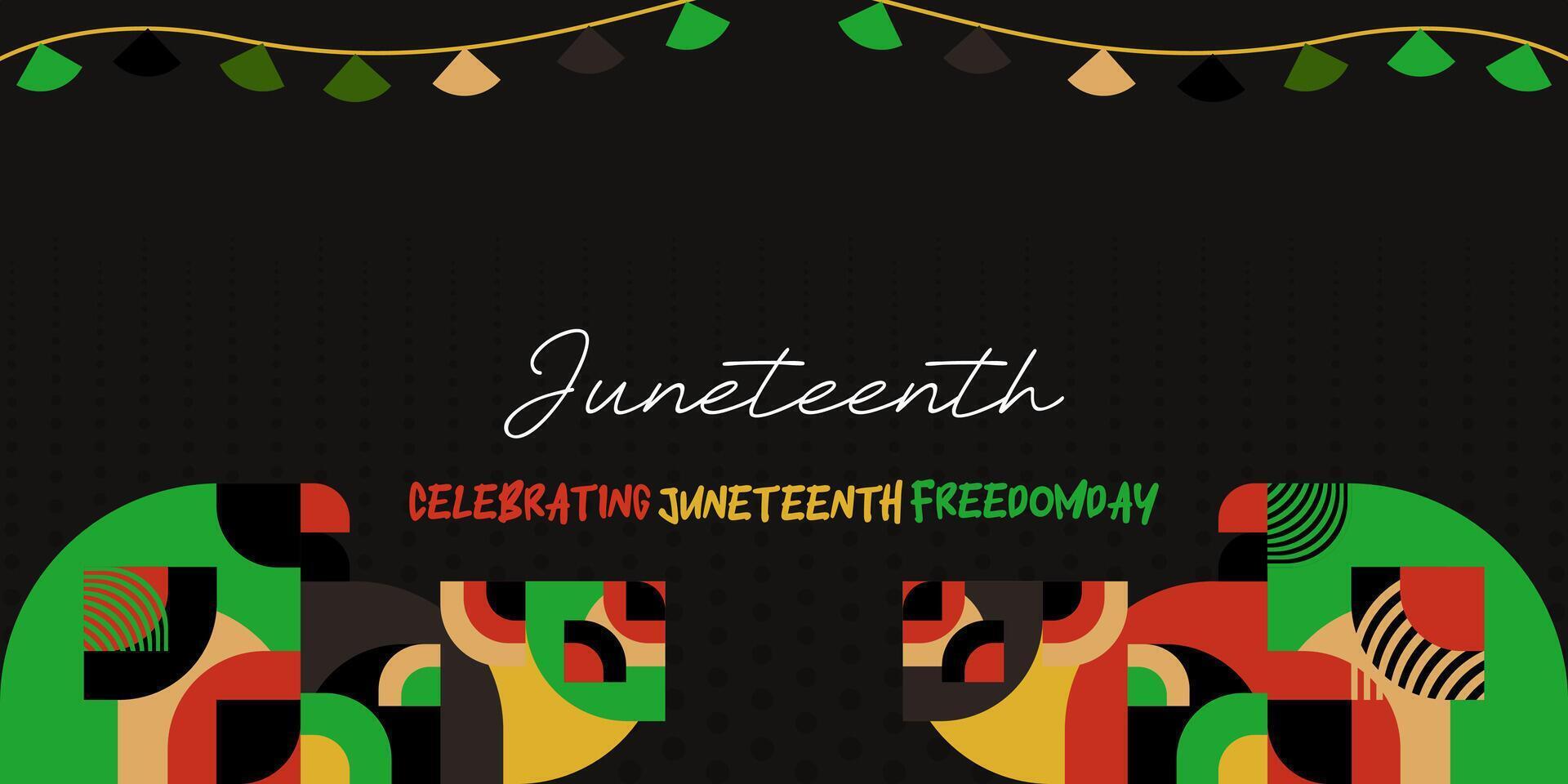 juneteenth la libertà giorno striscione. africano americano la libertà giorno per celebrare. astratto sfondo con geometrico design per juneteenth la libertà giorno vettore