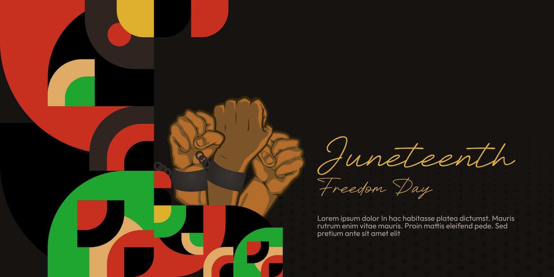juneteenth la libertà giorno striscione. africano americano la libertà giorno per celebrare. astratto sfondo con geometrico design per juneteenth la libertà giorno vettore