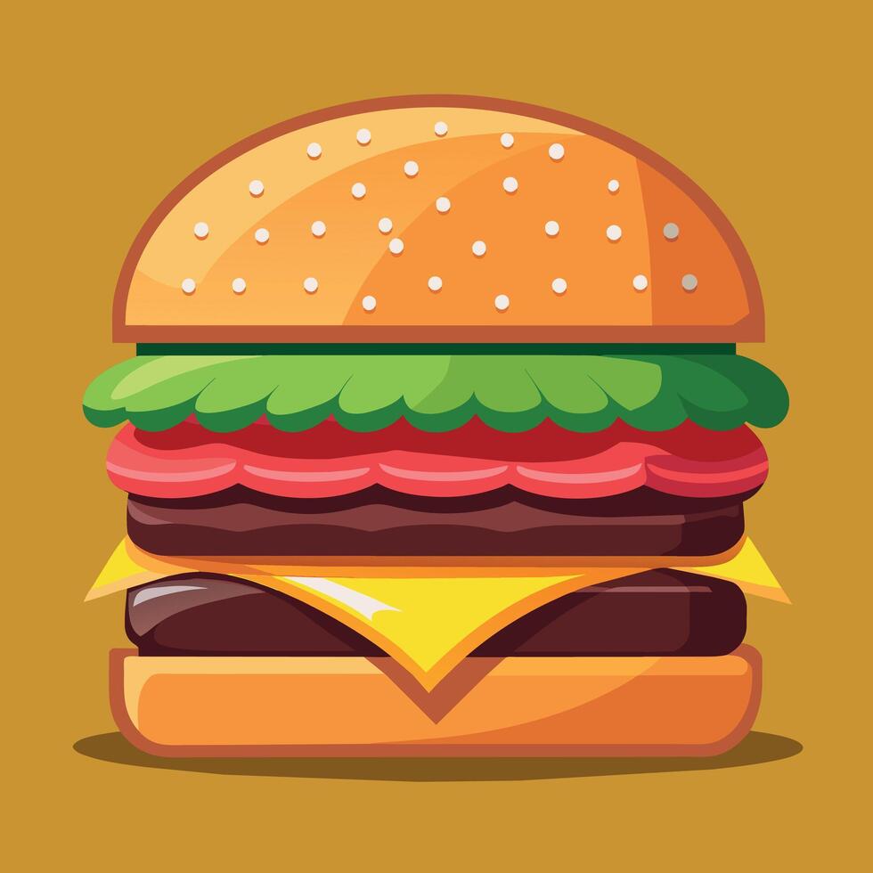 delizioso cartone animato vettore opera d'arte di un' cheeseburger. cartone animato icona di un' hamburger con formaggio.