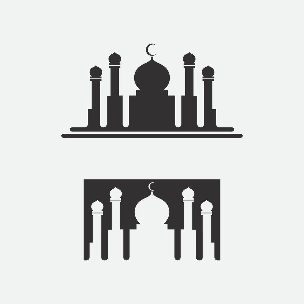 eid mubarak icona logo islamico e ramdhan religione illustrazione logo design vettore moschea