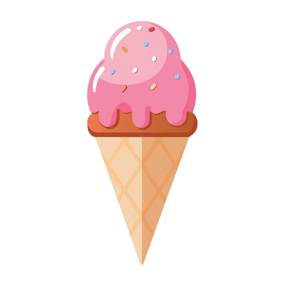 ghiaccio crema cono cartone animato vettore e illustrazione. ghiaccio crema dolce cibo icona crema colorato schema
