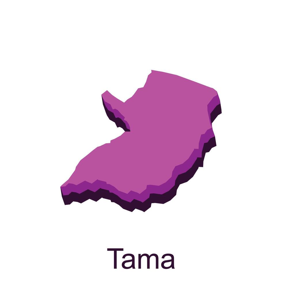 carta geografica città di tama viola colore vettore illustrazione, carta geografica di regioni nel Giappone nazione modello design