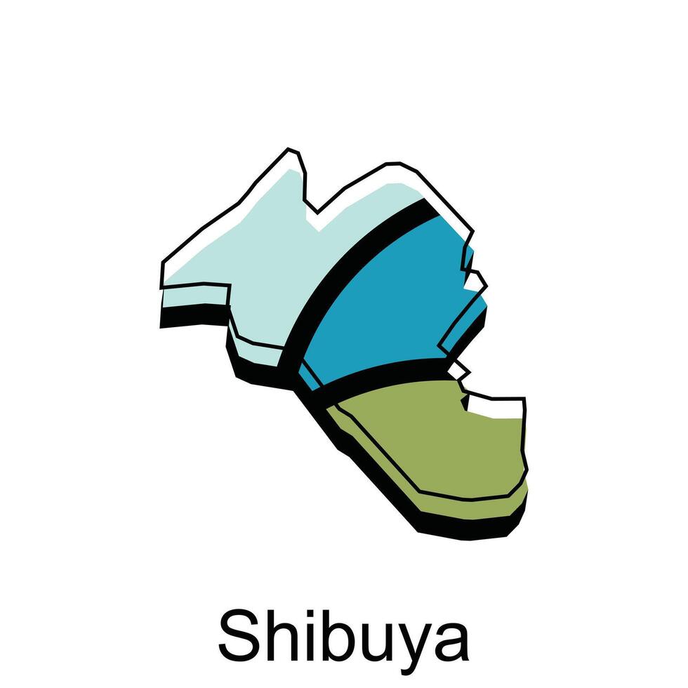 carta geografica città di shibuya, mondo carta geografica internazionale vettore modello con schema grafico schizzo stile