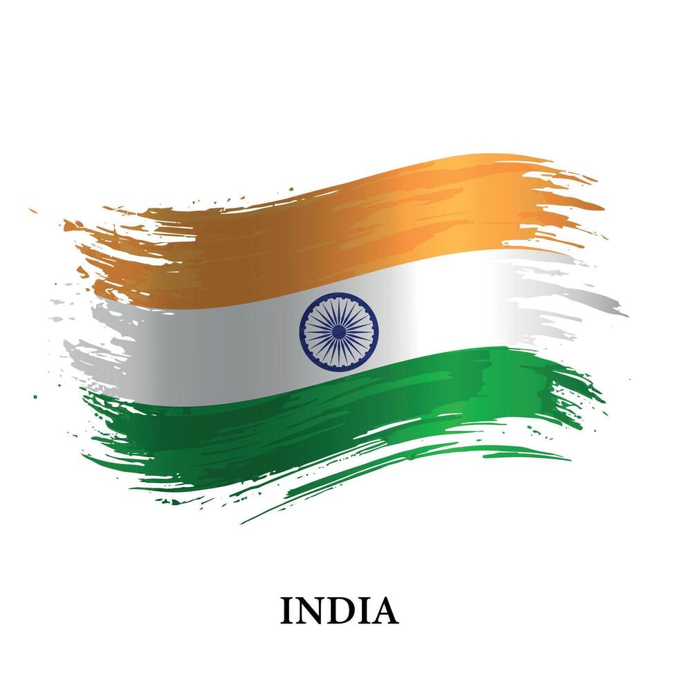 grunge bandiera di India, spazzola ictus sfondo vettore