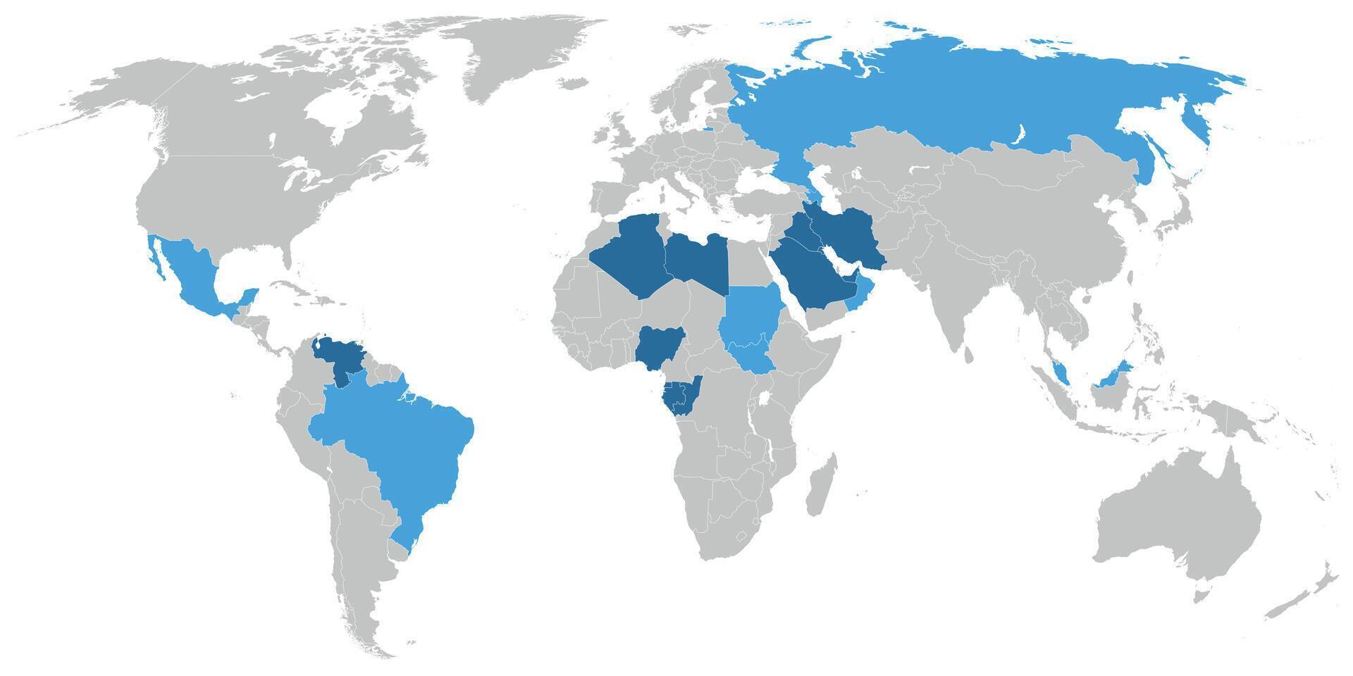 opec membro stati su carta geografica di il mondo vettore