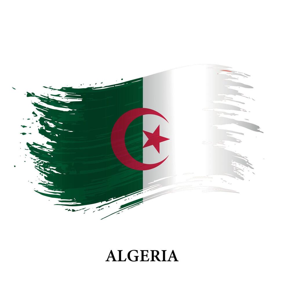 grunge bandiera di Algeria, spazzola ictus vettore