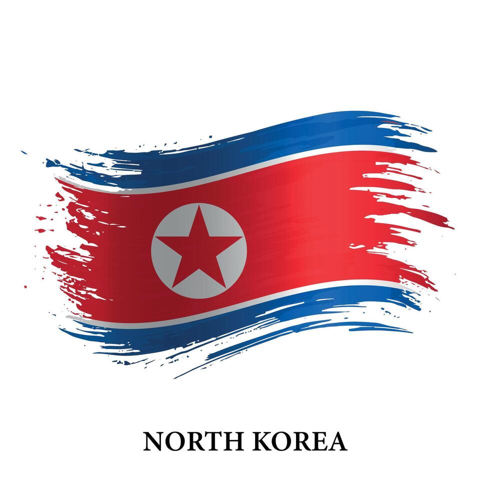 grunge bandiera di nord Corea, spazzola ictus sfondo vettore
