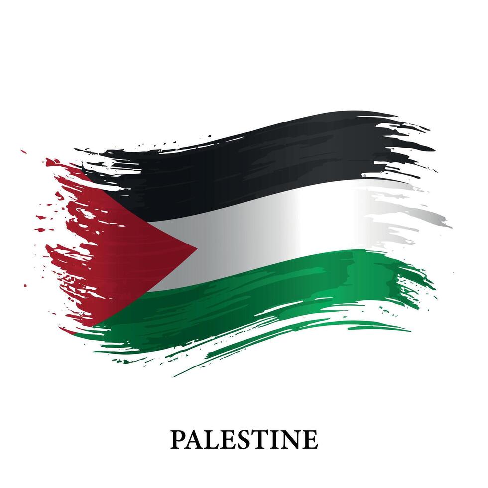 grunge bandiera di Palestina, spazzola ictus sfondo vettore