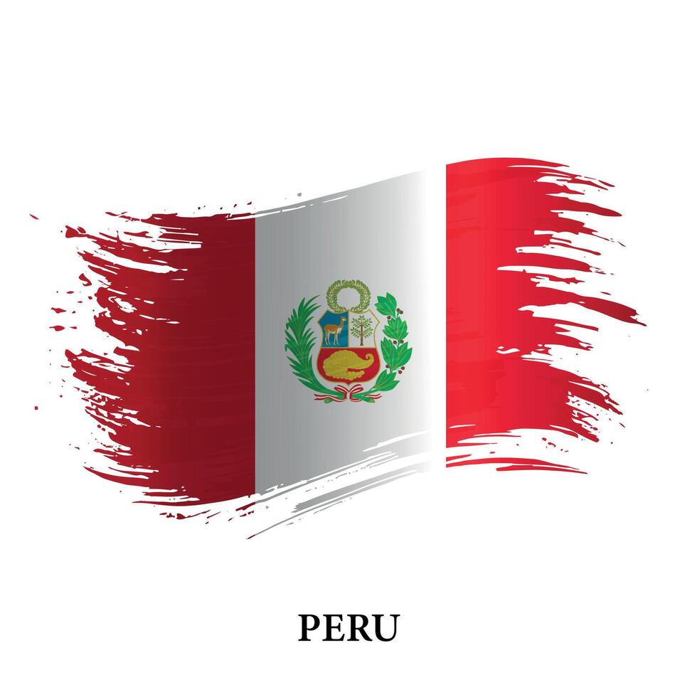 grunge bandiera di Perù, spazzola ictus vettore