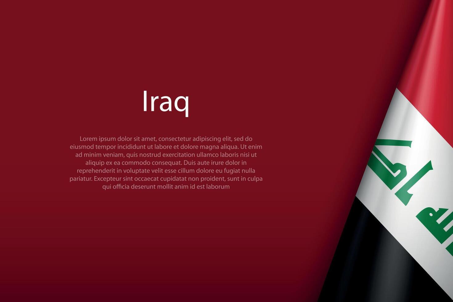 Iraq nazionale bandiera isolato su sfondo con copyspace vettore