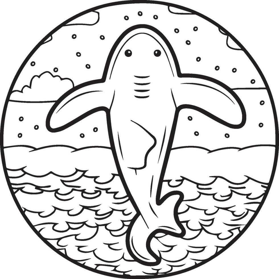 balena squalo colorazione pagine. balena squalo schema per colorazione libro vettore