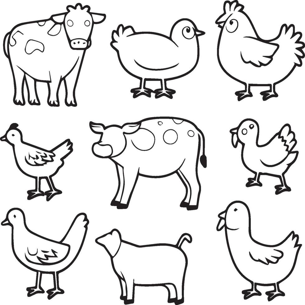 azienda agricola animali colorazione pagine per bambini. azienda agricola animale schema vettore