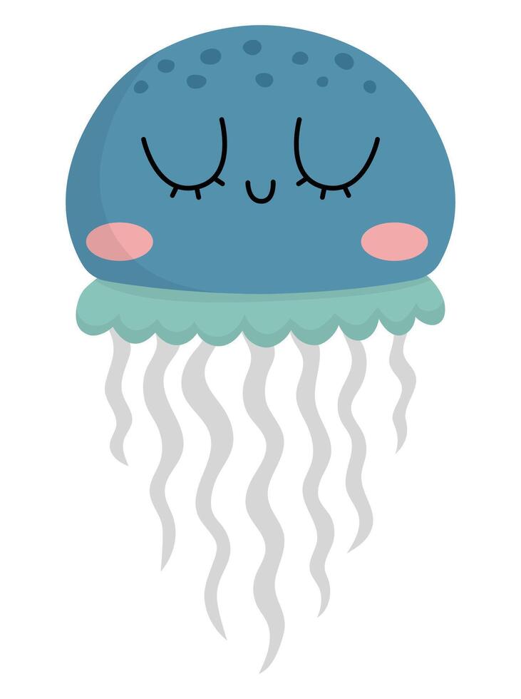 vettore Medusa icona. sotto il mare illustrazione con carino divertente gelatina pesce. oceano animale clipart. cartone animato subacqueo o marino clip arte per bambini isolato su bianca sfondo