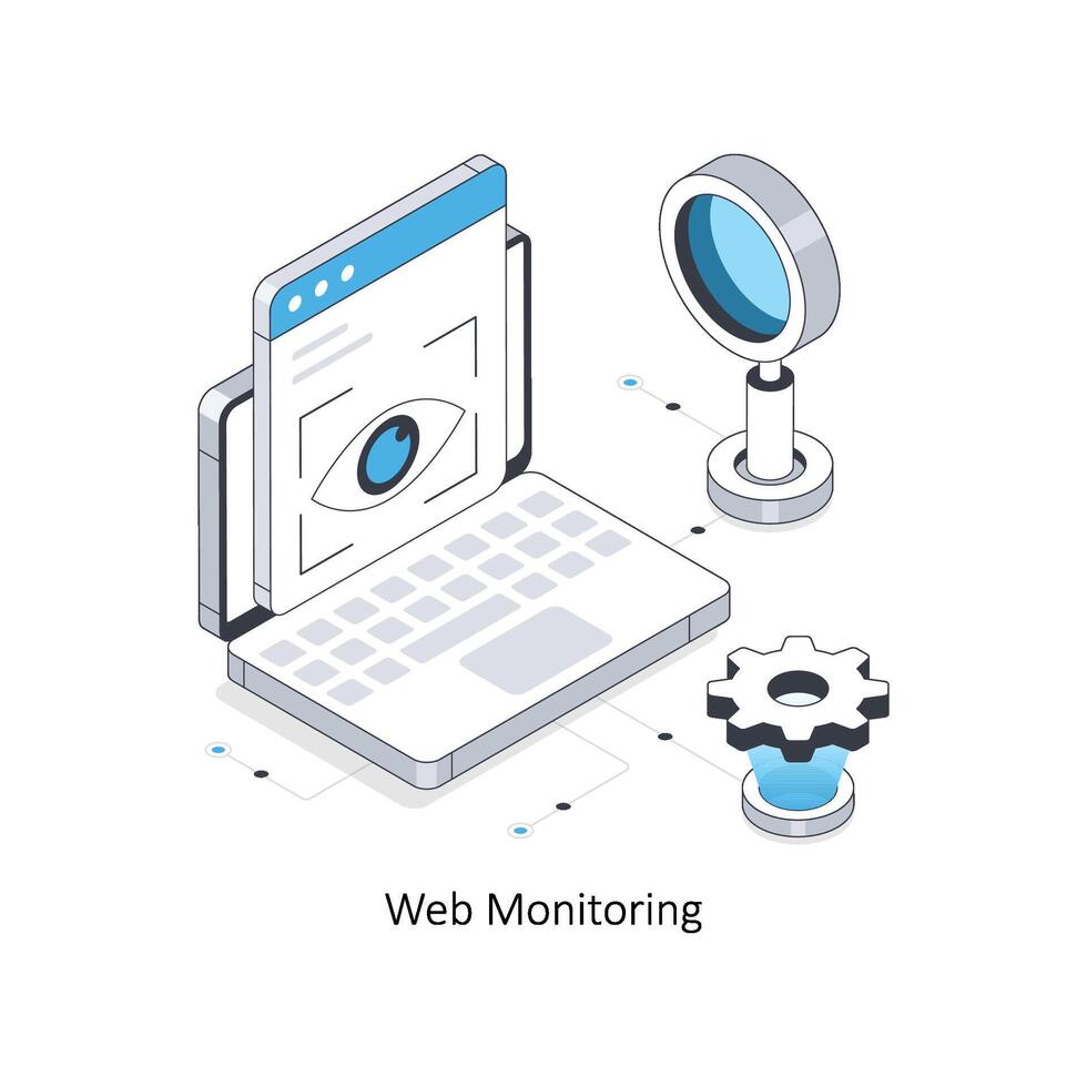 ragnatela monitoraggio isometrico azione illustrazione. eps file azione illustrazione. vettore