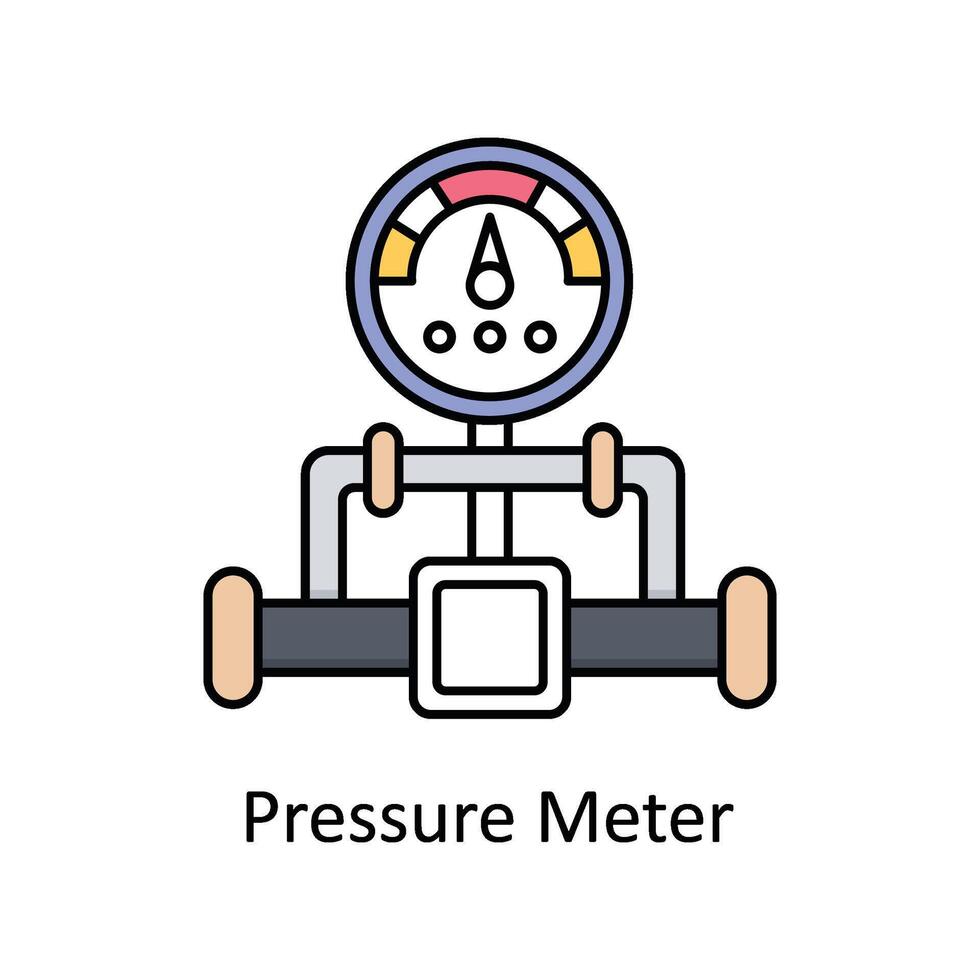 pressione metro vettore pieno schema icona design illustrazione. produzione unità simbolo su bianca sfondo eps 10 file