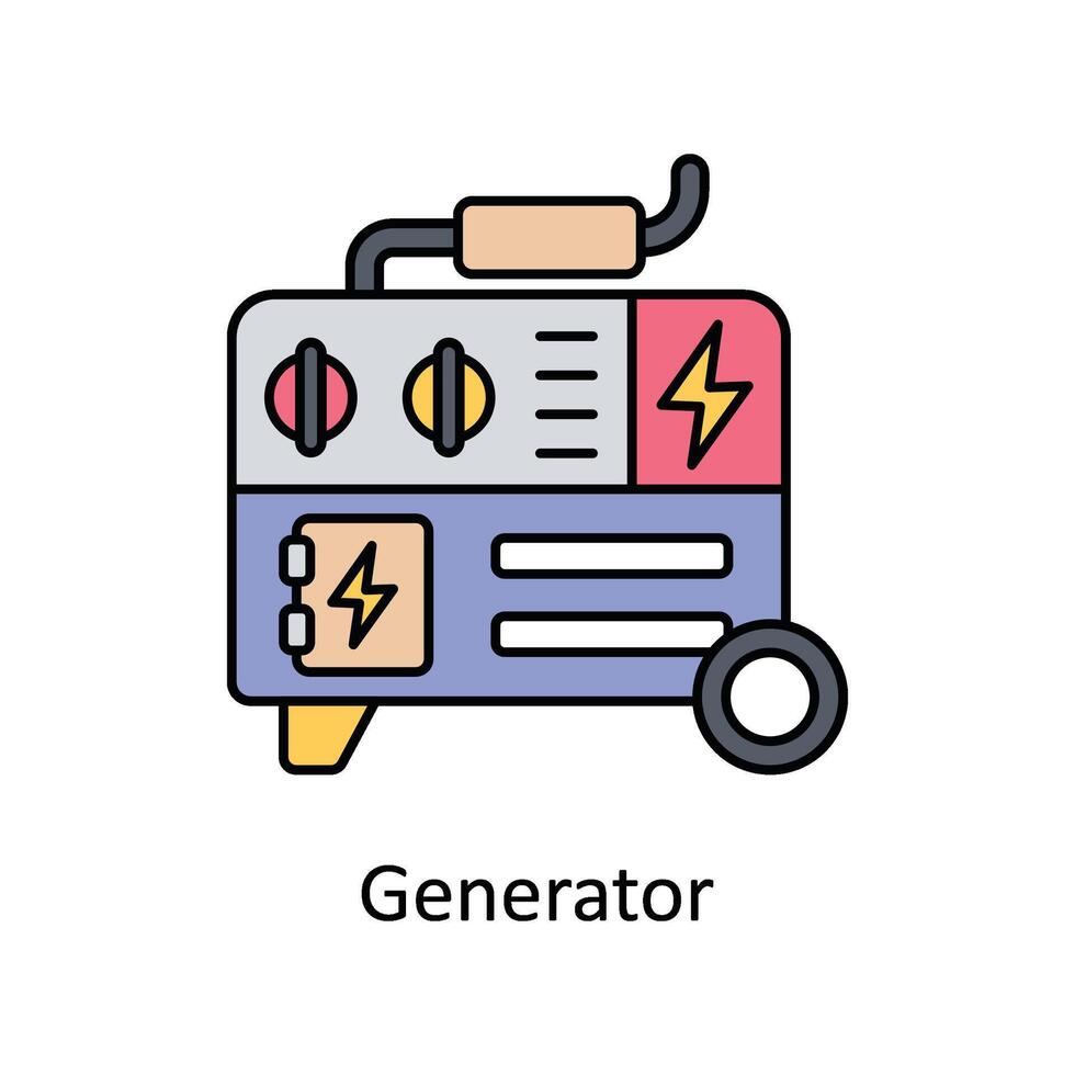 Generatore vettore pieno schema icona design illustrazione. produzione unità simbolo su bianca sfondo eps 10 file