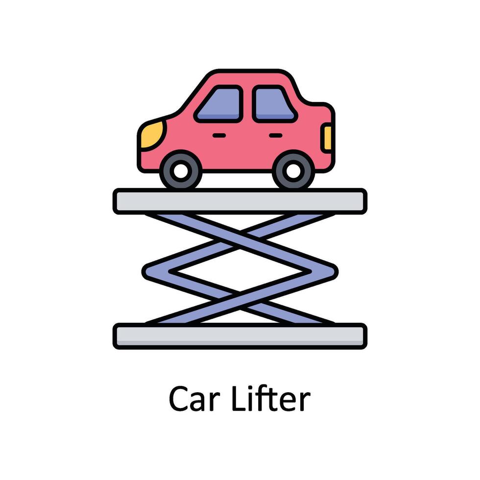 auto sollevatore vettore pieno schema icona design illustrazione. produzione unità simbolo su bianca sfondo eps 10 file