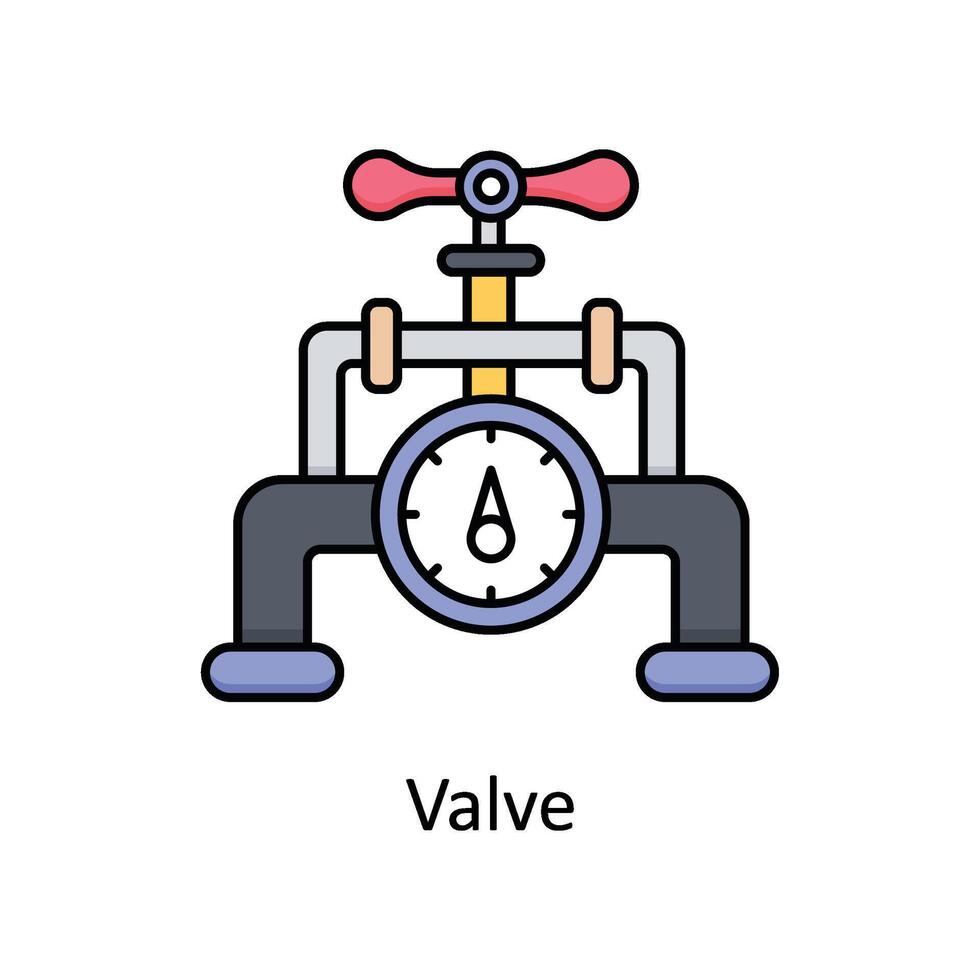 valvola vettore pieno schema icona design illustrazione. produzione unità simbolo su bianca sfondo eps 10 file