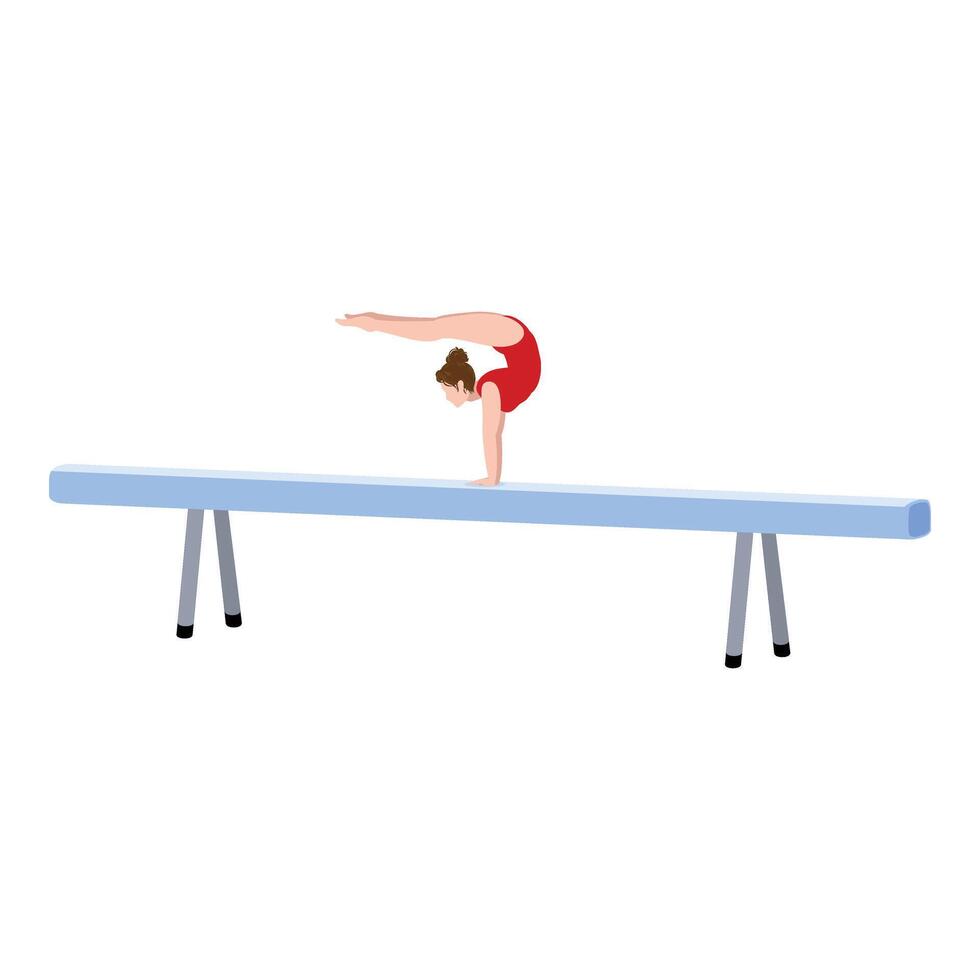 ginnastica su equilibrio bar icona cartone animato vettore. di legno attrezzatura vettore