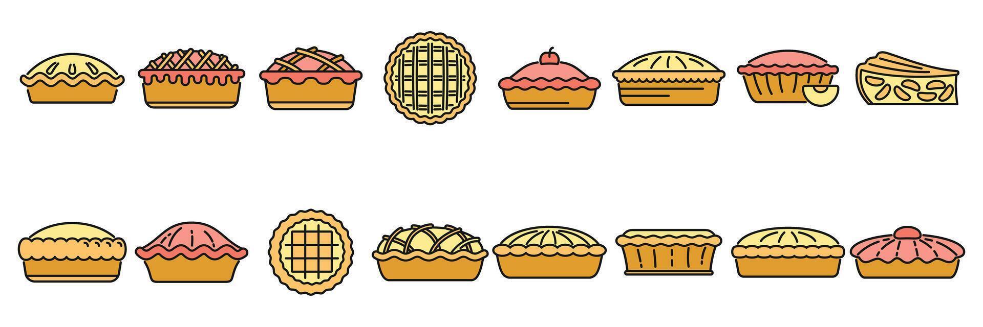 Mela torta icone impostato vettore colore