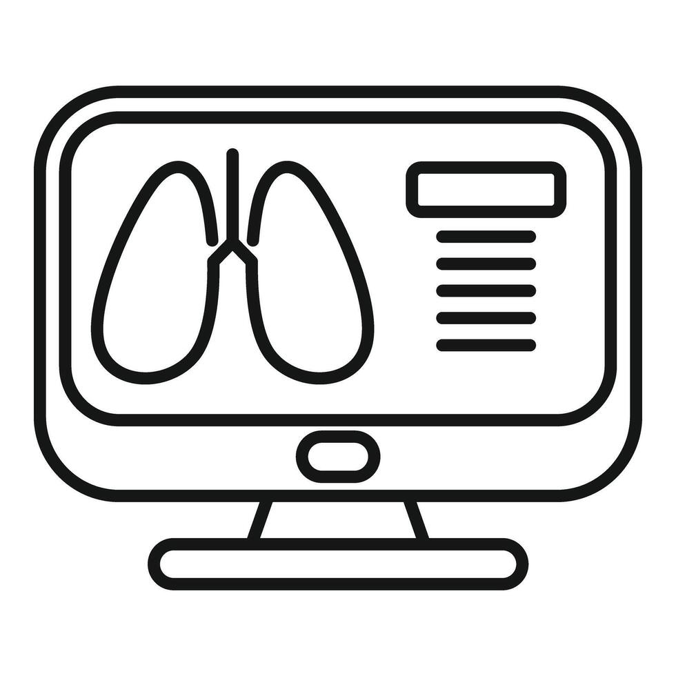 polmoni Immagine visita medica icona schema vettore. scansione camera vettore