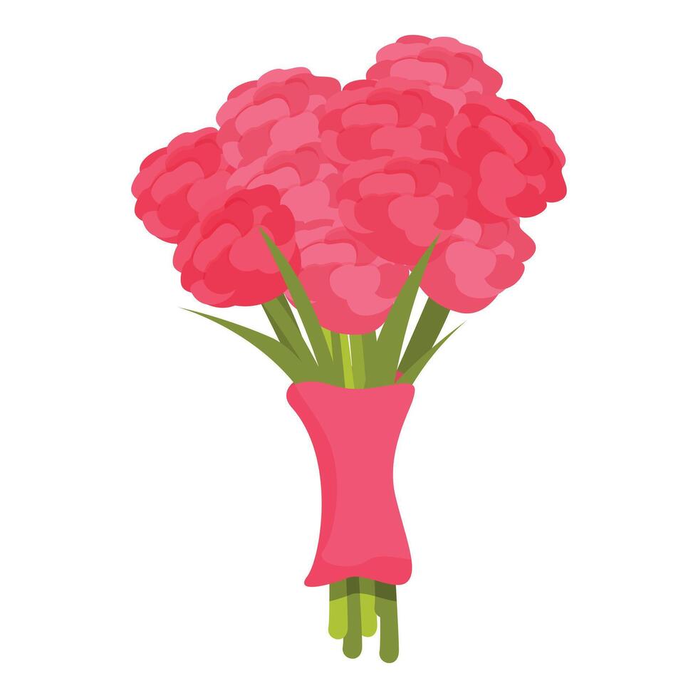 rosa fiori mazzo icona cartone animato vettore. floreale sorpresa presente vettore