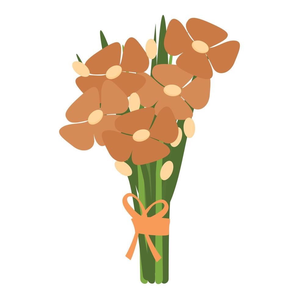 Marrone fiori mazzo icona cartone animato vettore. mazzo fioritura vettore
