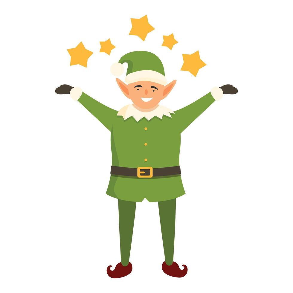 stelle rendere elfo contento icona cartone animato vettore. Natale giorno pronto vettore