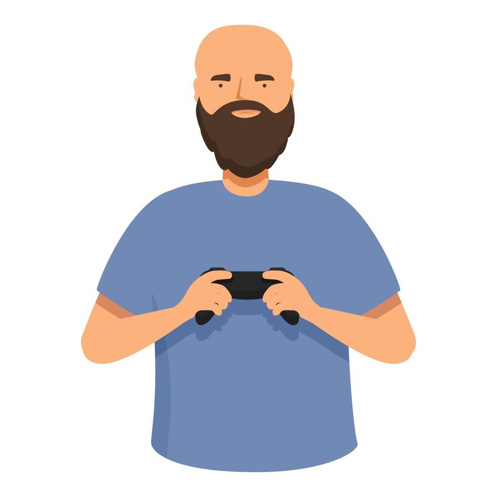 barbuto giovane gamer icona cartone animato vettore. digitale camera tv vettore