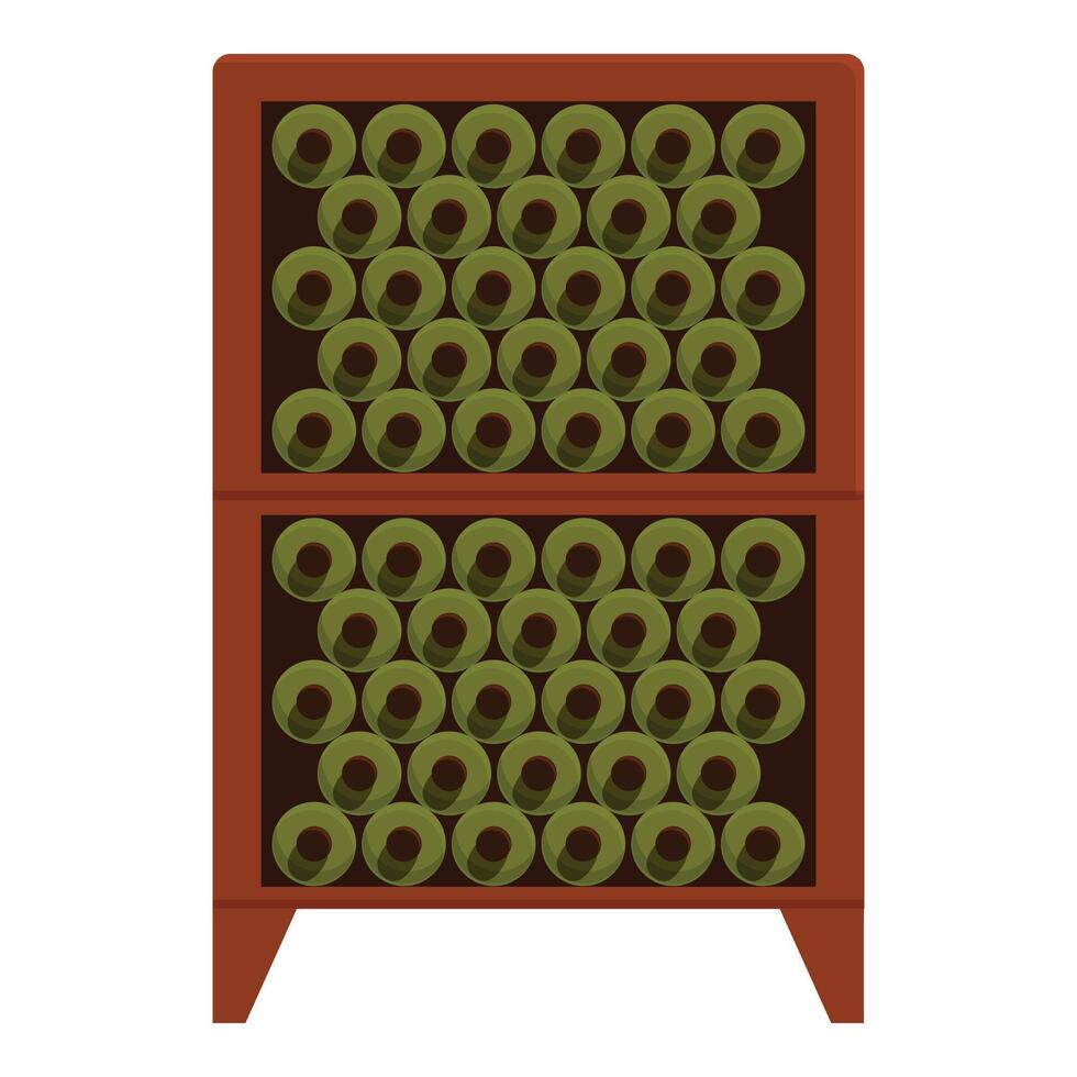 vino produzione cassetto icona cartone animato vettore. di legno mobilia vettore