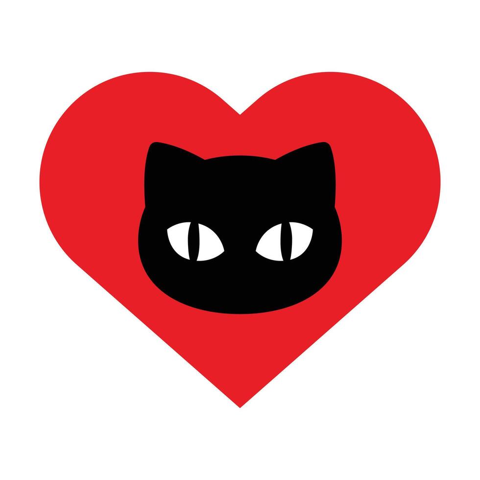 gatto vettore gattino cuore icona San Valentino calicò logo simbolo cartone animato personaggio cartello illustrazione scarabocchio design