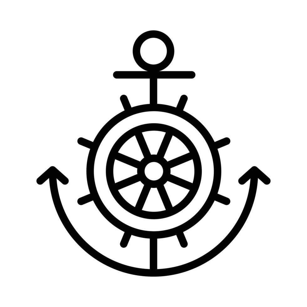 ancora vettore icona logo timone barca simbolo pirata nautico marittimo semplice cartone animato illustrazione grafico scarabocchio design