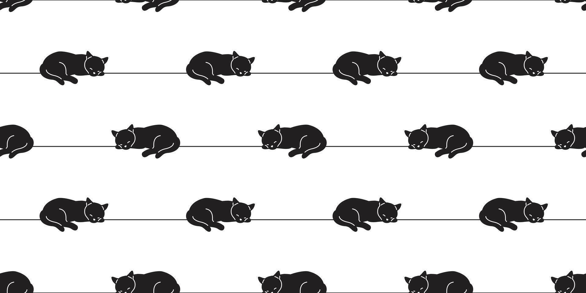 gatto senza soluzione di continuità modello gattino vettore addormentato calicò animale animale domestico sciarpa isolato ripetere sfondo cartone animato piastrella sfondo scarabocchio illustrazione linea nero design