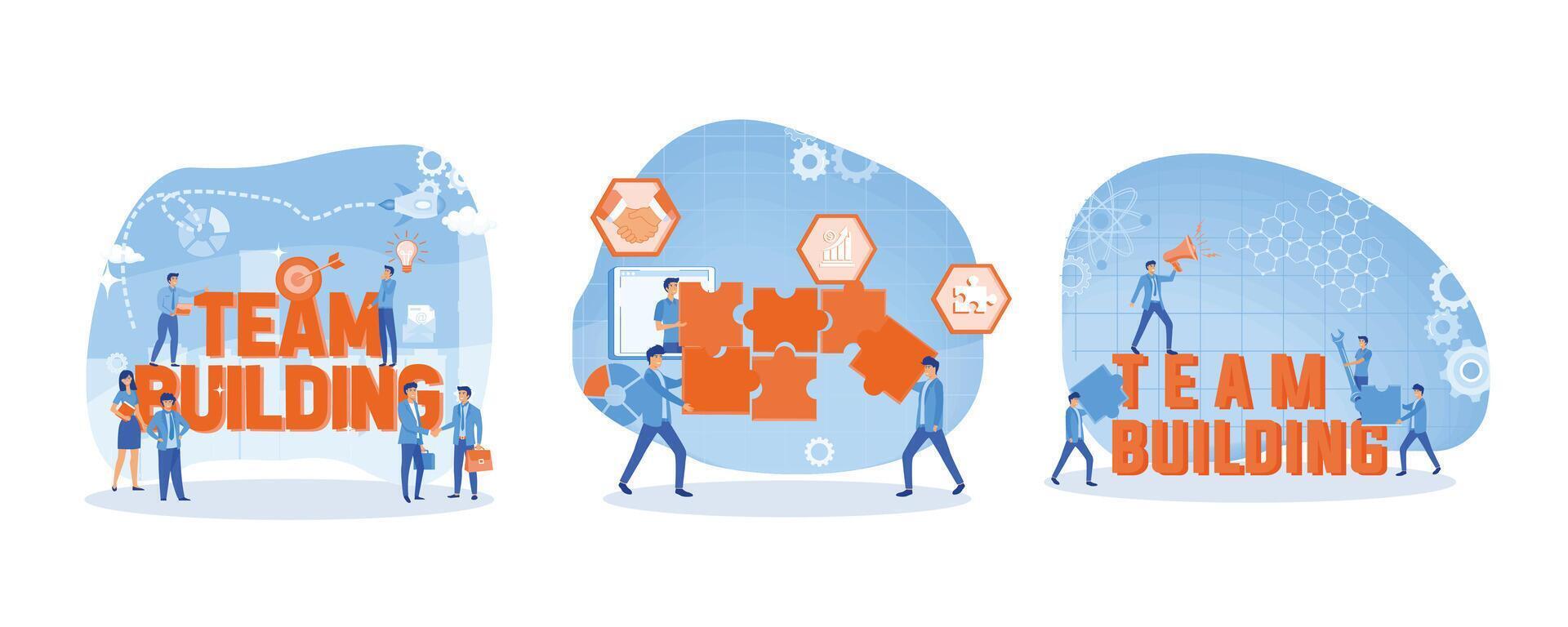 squadra edificio persone attività commerciale concetto. persone Lavorando insieme. idea di comunicazione e cooperazione. impostato piatto vettore moderno illustrazione