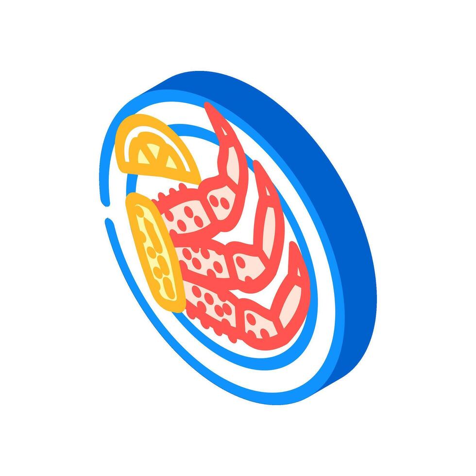 Granchio gambe mare cucina isometrico icona vettore illustrazione