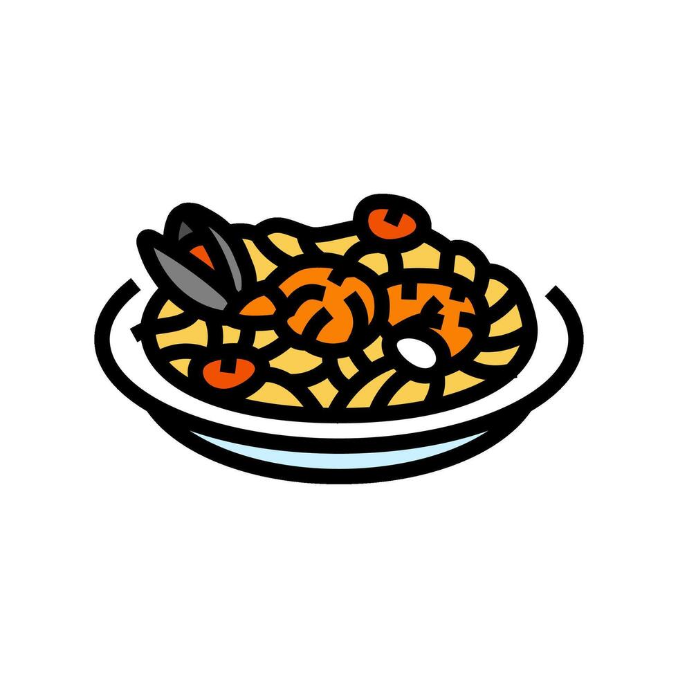 frutti di mare pasta mare cucina colore icona vettore illustrazione