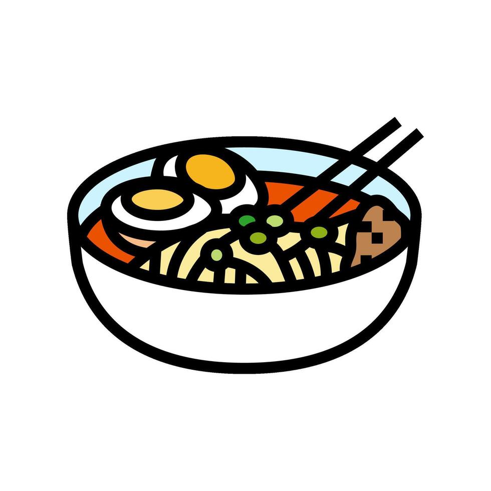 ramyeon tagliatelle coreano cucina colore icona vettore illustrazione