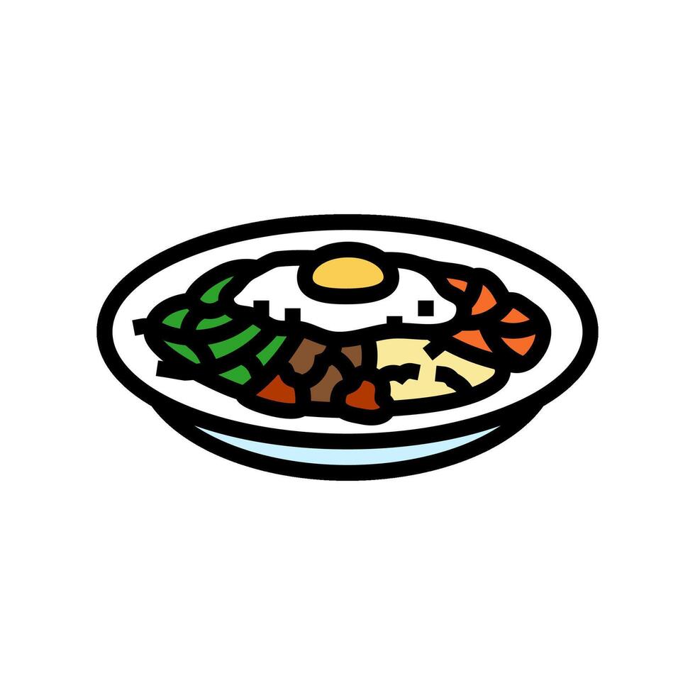 bibimbap piatto coreano cucina colore icona vettore illustrazione