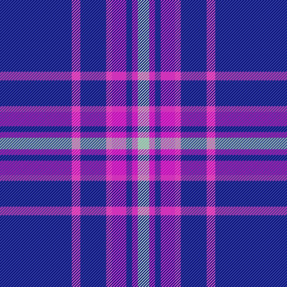 geometria tessile modello senza soluzione di continuità, lusso tessuto dai un'occhiata plaid. delicato sfondo vettore struttura tartan nel blu e magenta colori.