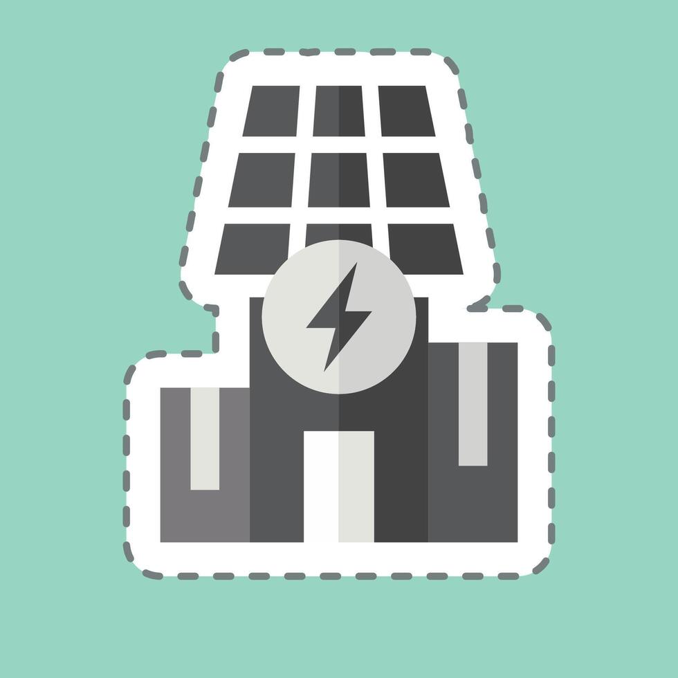 etichetta linea tagliare solare motorizzato costruzione. relazionato per solare pannello simbolo. semplice design illustrazione. vettore