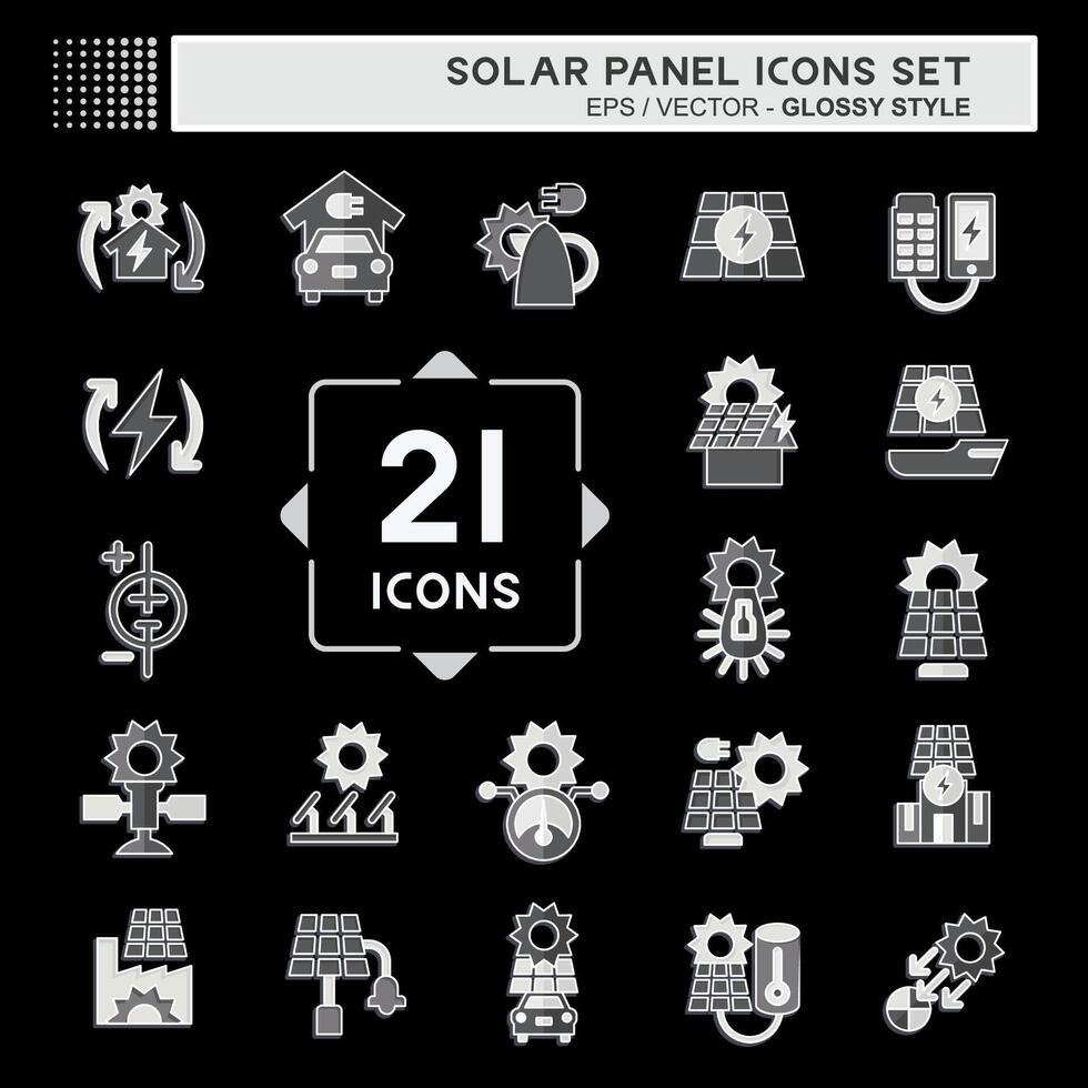 icona impostato solare pannello. relazionato per ecologia simbolo. lucido stile. semplice design illustrazione. vettore