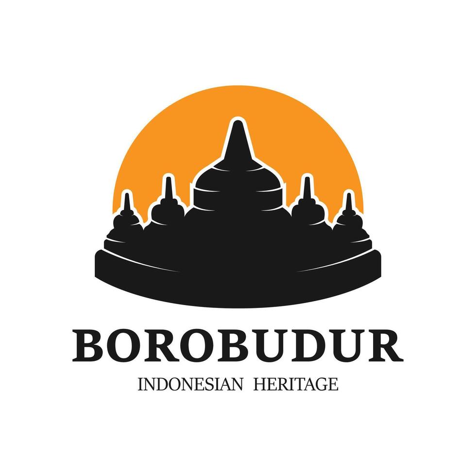 semplice Borobudur tempio logo vettore disegno, stupa di Borobudur pietra tempio indonesiano eredità silhouette logo design