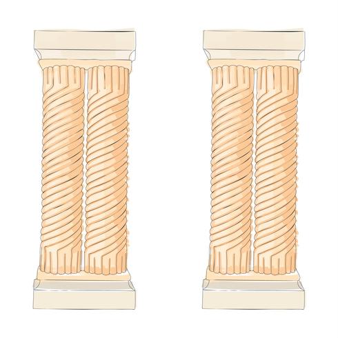 Doodle greco colonne doriche ioniche corinzie. Illustrazione vettoriale Architettura classica
