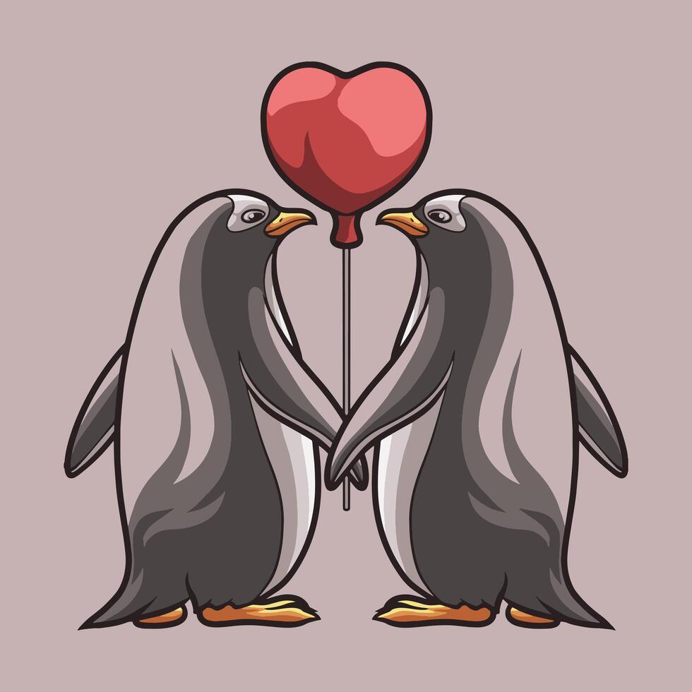 pinguino amore portafortuna grande illustrazione per il tuo il branding attività commerciale vettore