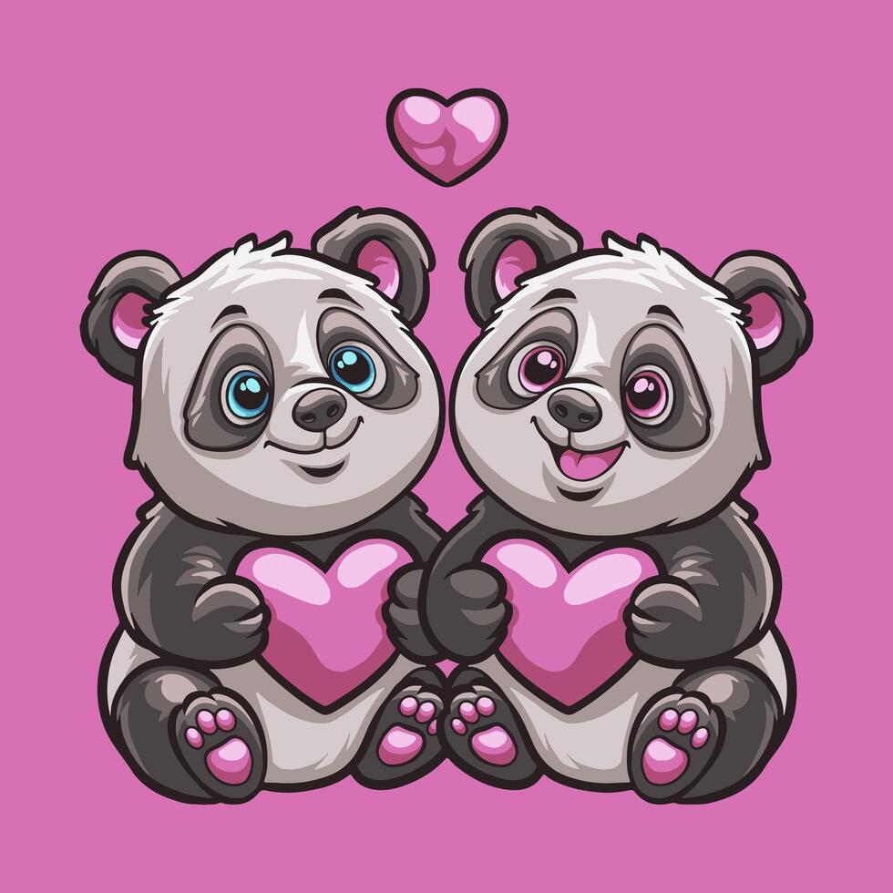 panda amore portafortuna grande illustrazione per il tuo il branding attività commerciale vettore